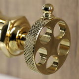 Webb KSD3542RKX Single-Handle 1-Hole Deck Mount Bathroom Faucet with Knurled Handle and Push Pop-Up Drain, Polished Brass