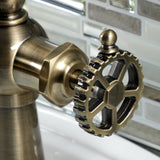 Fuller KSD3543CG Single-Handle 1-Hole Deck Mount Bathroom Faucet with Push Pop-Up and Deck Plate, Antique Brass