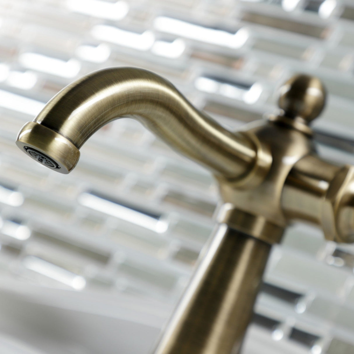 Fuller KSD3543CG Single-Handle 1-Hole Deck Mount Bathroom Faucet with Push Pop-Up and Deck Plate, Antique Brass