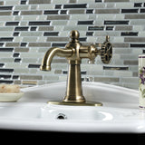 Fuller KSD3543CG Single-Handle 1-Hole Deck Mount Bathroom Faucet with Push Pop-Up and Deck Plate, Antique Brass