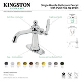 Knight KSD3543KL Single-Handle 1-Hole Deck Mount Bathroom Faucet with Push Pop-Up and Deck Plate, Antique Brass