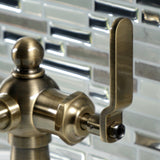 Knight KSD3543KL Single-Handle 1-Hole Deck Mount Bathroom Faucet with Push Pop-Up and Deck Plate, Antique Brass