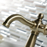 Knight KSD3543KL Single-Handle 1-Hole Deck Mount Bathroom Faucet with Push Pop-Up and Deck Plate, Antique Brass