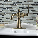Knight KSD3543KL Single-Handle 1-Hole Deck Mount Bathroom Faucet with Push Pop-Up and Deck Plate, Antique Brass