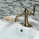 Knight KSD3543KL Single-Handle 1-Hole Deck Mount Bathroom Faucet with Push Pop-Up and Deck Plate, Antique Brass