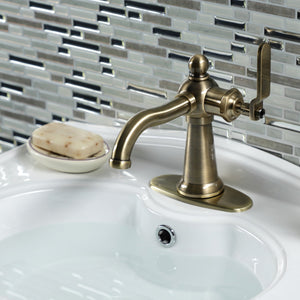 Knight KSD3543KL Single-Handle 1-Hole Deck Mount Bathroom Faucet with Push Pop-Up and Deck Plate, Antique Brass