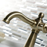 Webb KSD3543RKX Single-Handle 1-Hole Deck Mount Bathroom Faucet with Knurled Handle and Push Pop-Up Drain, Antique Brass