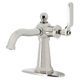Knight KSD3546KL Single-Handle 1-Hole Deck Mount Bathroom Faucet with Push Pop-Up and Deck Plate, Polished Nickel