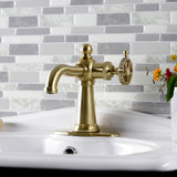 Fuller KSD3547CG Single-Handle 1-Hole Deck Mount Bathroom Faucet with Push Pop-Up and Deck Plate, Brushed Brass