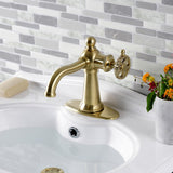 Fuller KSD3547CG Single-Handle 1-Hole Deck Mount Bathroom Faucet with Push Pop-Up and Deck Plate, Brushed Brass