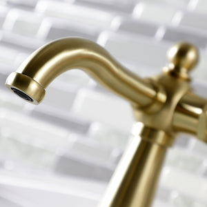 Fuller KSD3547CG Single-Handle 1-Hole Deck Mount Bathroom Faucet with Push Pop-Up and Deck Plate, Brushed Brass