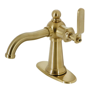 Knight KSD3547KL Single-Handle 1-Hole Deck Mount Bathroom Faucet with Push Pop-Up and Deck Plate, Brushed Brass