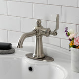 Knight KSD3548KL Single-Handle 1-Hole Deck Mount Bathroom Faucet with Push Pop-Up and Deck Plate, Brushed Nickel
