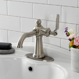 Knight KSD3548KL Single-Handle 1-Hole Deck Mount Bathroom Faucet with Push Pop-Up and Deck Plate, Brushed Nickel