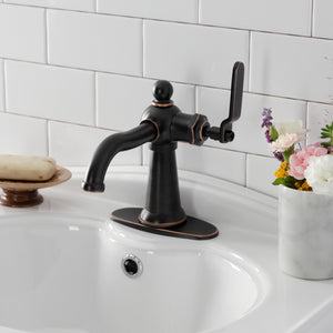 Knight KSD354KLNB Single-Handle 1-Hole Deck Mount Bathroom Faucet with Push Pop-Up and Deck Plate, Naples Bronze