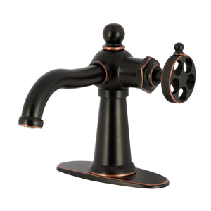 Wendell KSD354RKZNB Single-Handle 1-Hole Deck Mount Bathroom Faucet with Knurled Handle and Push Pop-Up Drain, Naples Bronze
