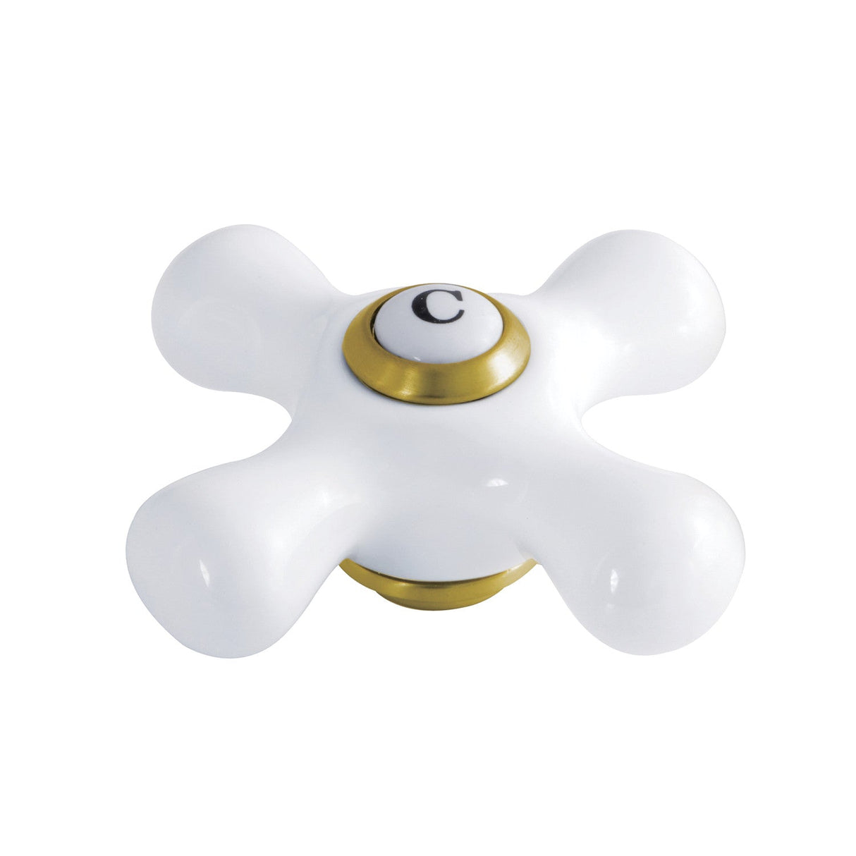 KSH1167PXC Cold Porcelain Cross Handle, Brushed Brass