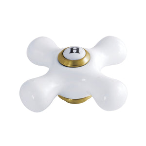 KSH1167PXH Hot Porcelain Cross Handle, Brushed Brass