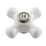 Kingston KSH266PXSNH Hot Porcelain Cross Handle, Brushed Nickel