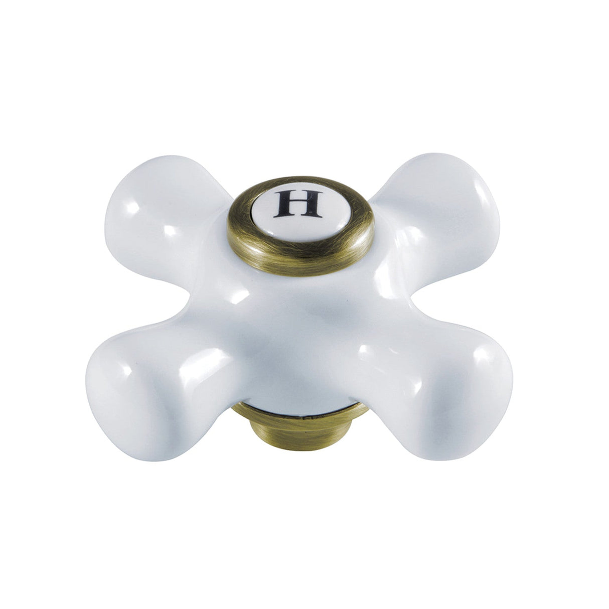KSH3223PXH Hot Porcelain Cross Handle, Antique Brass