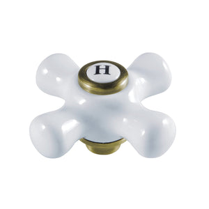KSH3223PXH Hot Porcelain Cross Handle, Antique Brass