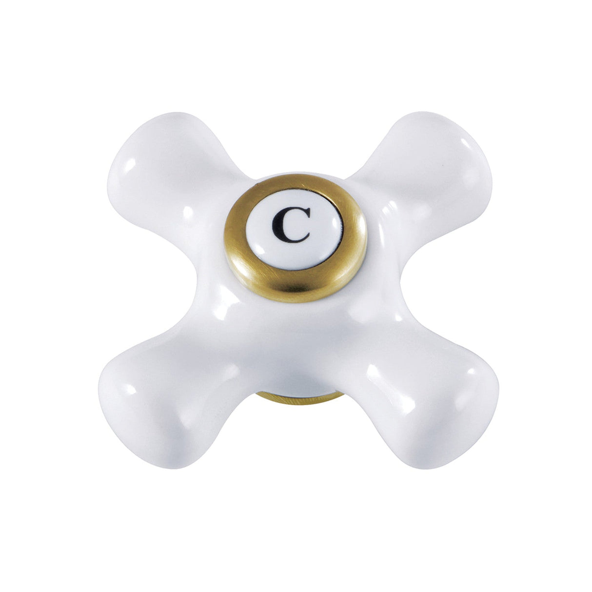 KSH3227PXC Cold Porcelain Cross Handle, Brushed Brass