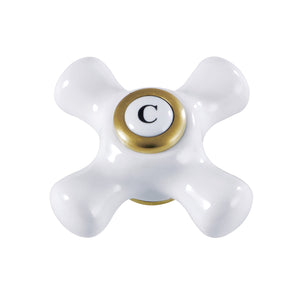 KSH3227PXC Cold Porcelain Cross Handle, Brushed Brass