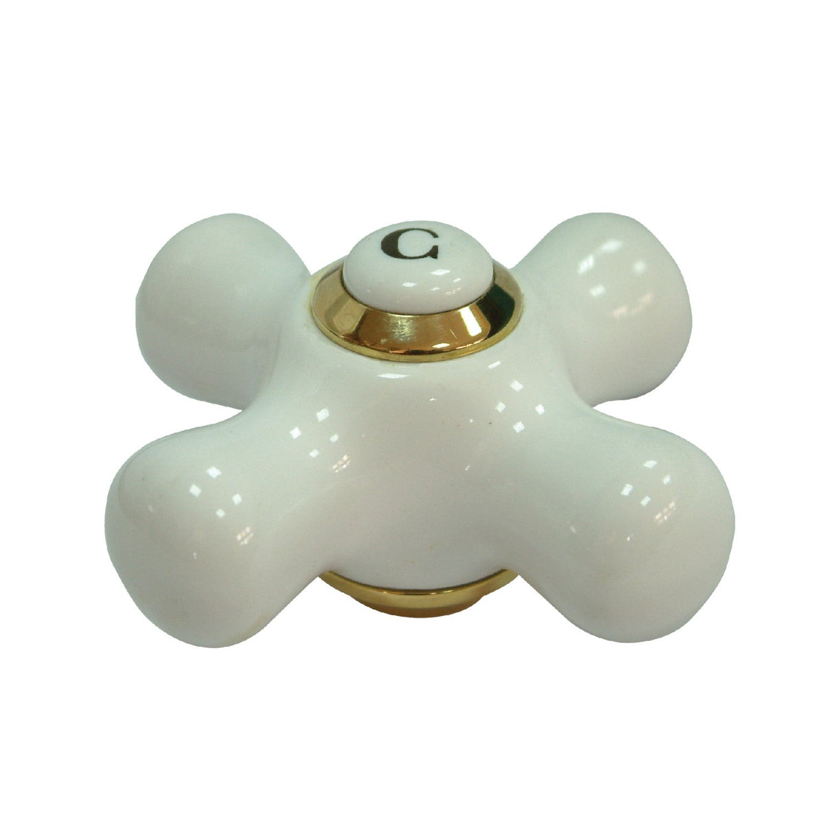 KSH3602PXC Cold Porcelain Cross Handle, Polished Brass