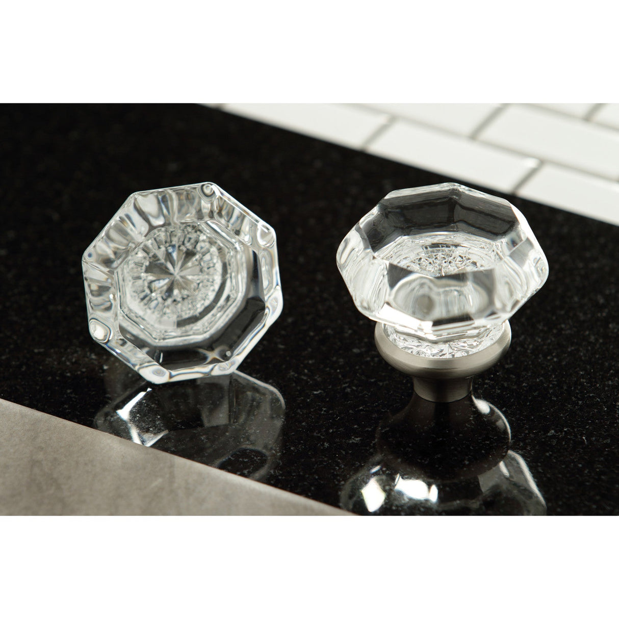 Celebrity KSH4468WCL Crystal Octagonal Knob Handle, Brushed Nickel