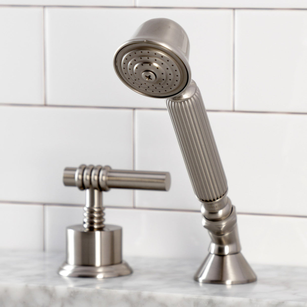 KSK2368MLTR Deck Mount Hand Shower with Diverter for Roman Tub Faucet, Brushed Nickel