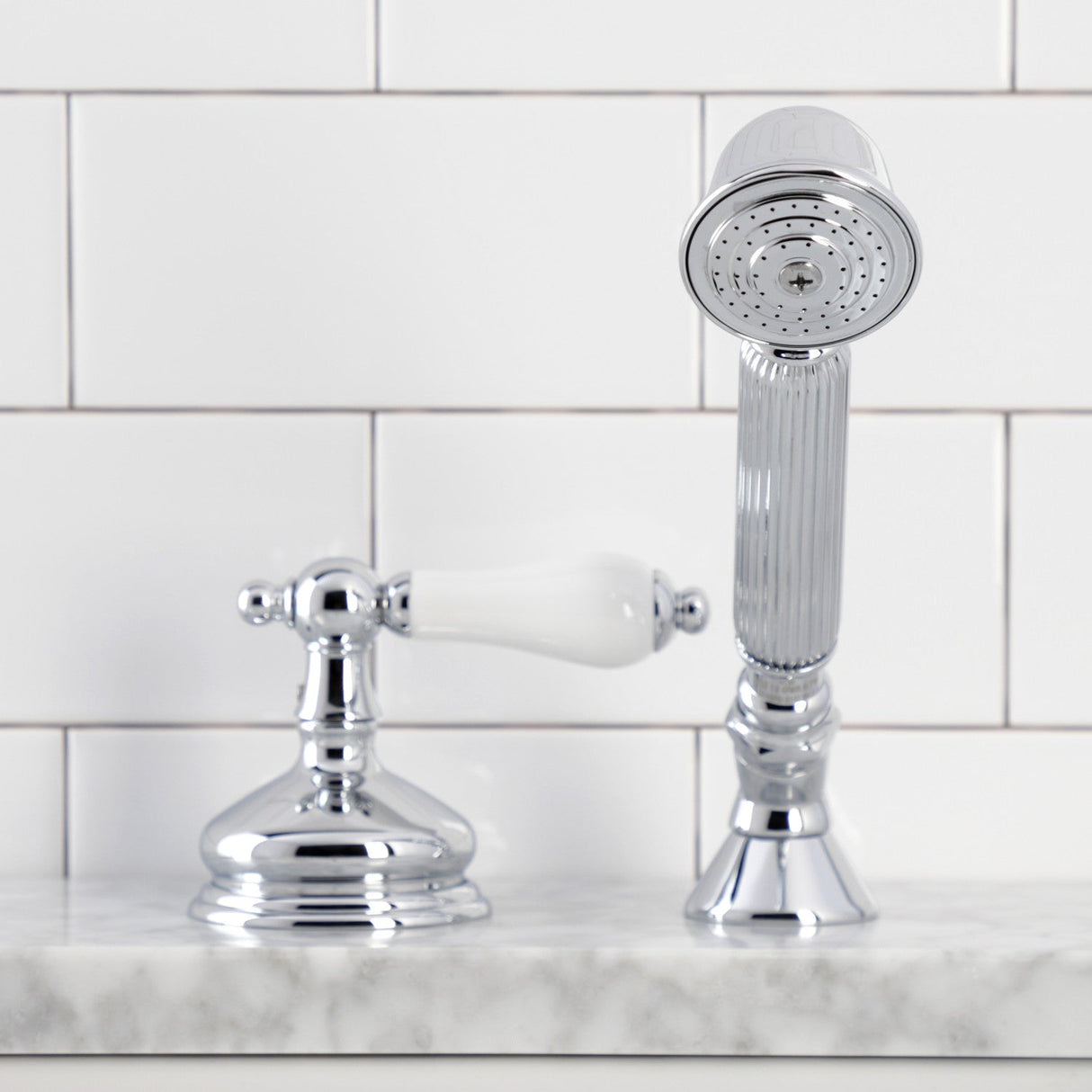 KSK3331PLTR Deck Mount Hand Shower with Diverter for Roman Tub Faucet, Polished Chrome