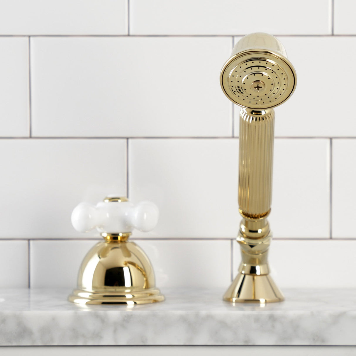 Vintage KSK3352PXTR Deck Mount Hand Shower with Diverter for Roman Tub Faucet, Polished Brass