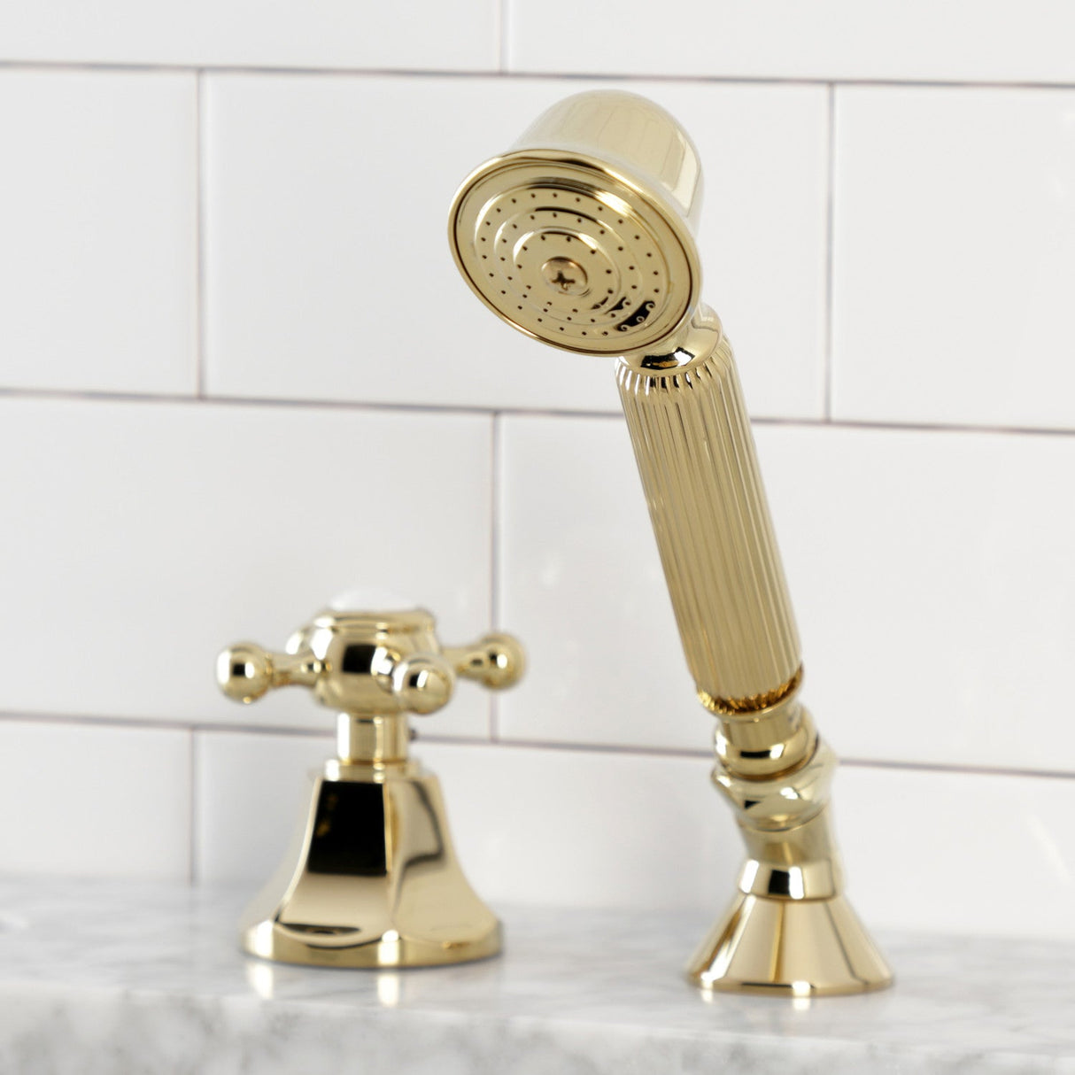 KSK4302BXTR Deck Mount Hand Shower with Diverter for Roman Tub Faucet, Polished Brass