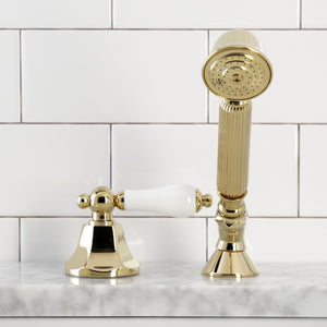 KSK4302PLTR Deck Mount Hand Shower with Diverter for Roman Tub Faucet, Polished Brass
