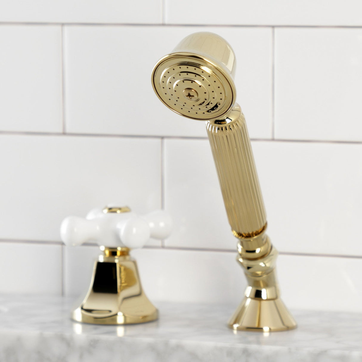 KSK4302PXTR Deck Mount Hand Shower with Diverter for Roman Tub Faucet, Polished Brass