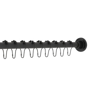 Edenscape KSR600 60-Inch to 72-Inch Adjustable Shower Curtain Rod with Rings Combo, Matte Black