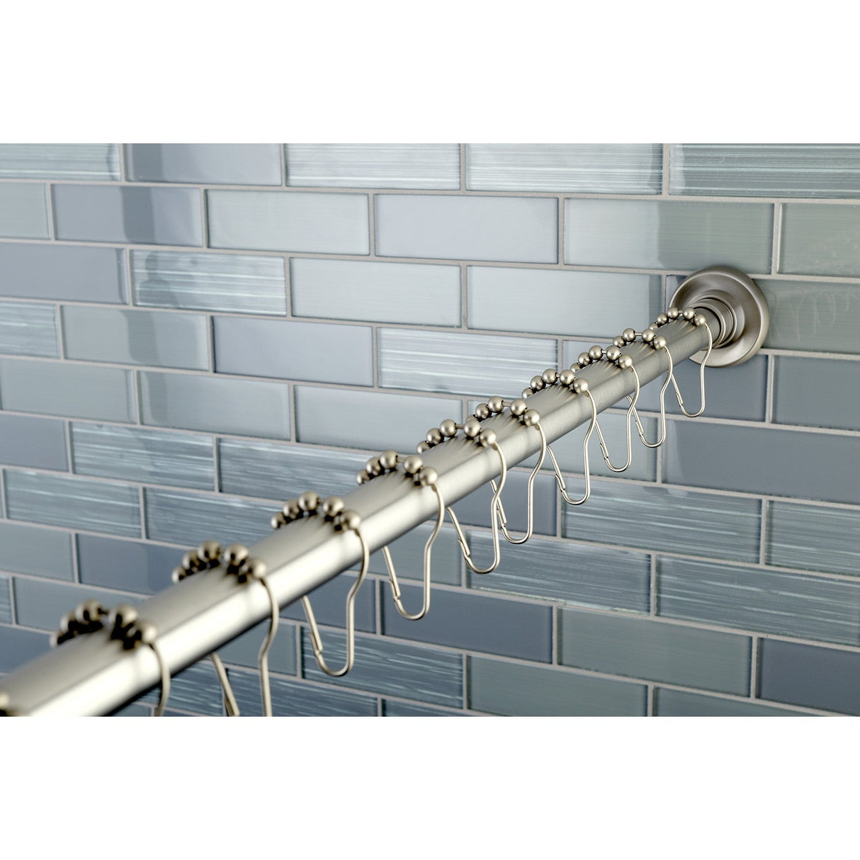 Edenscape KSR608 60-Inch to 72-Inch Adjustable Shower Curtain Rod with Rings Combo, Brushed Nickel