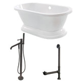 Aqua Eden KT7PE672824B5 67-Inch Acrylic Double Ended Pedestal Tub Combo with Faucet and Supply Lines, White/Oil Rubbed Bronze