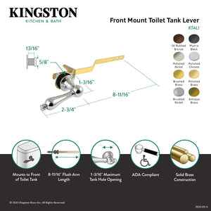 Victorian KTAL6 Front Mount Toilet Tank Lever, Polished Nickel