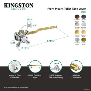 Buckingham KTBX8 Front Mount Toilet Tank Lever, Brushed Nickel