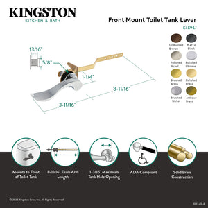 NuWave KTDFL8 Front Mount Toilet Tank Lever, Brushed Nickel
