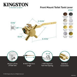 Concord KTDX2 Front Mount Toilet Tank Lever, Polished Brass