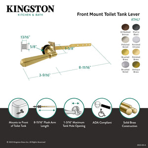 Metropolitan KTHL2 Front Mount Toilet Tank Lever, Polished Brass