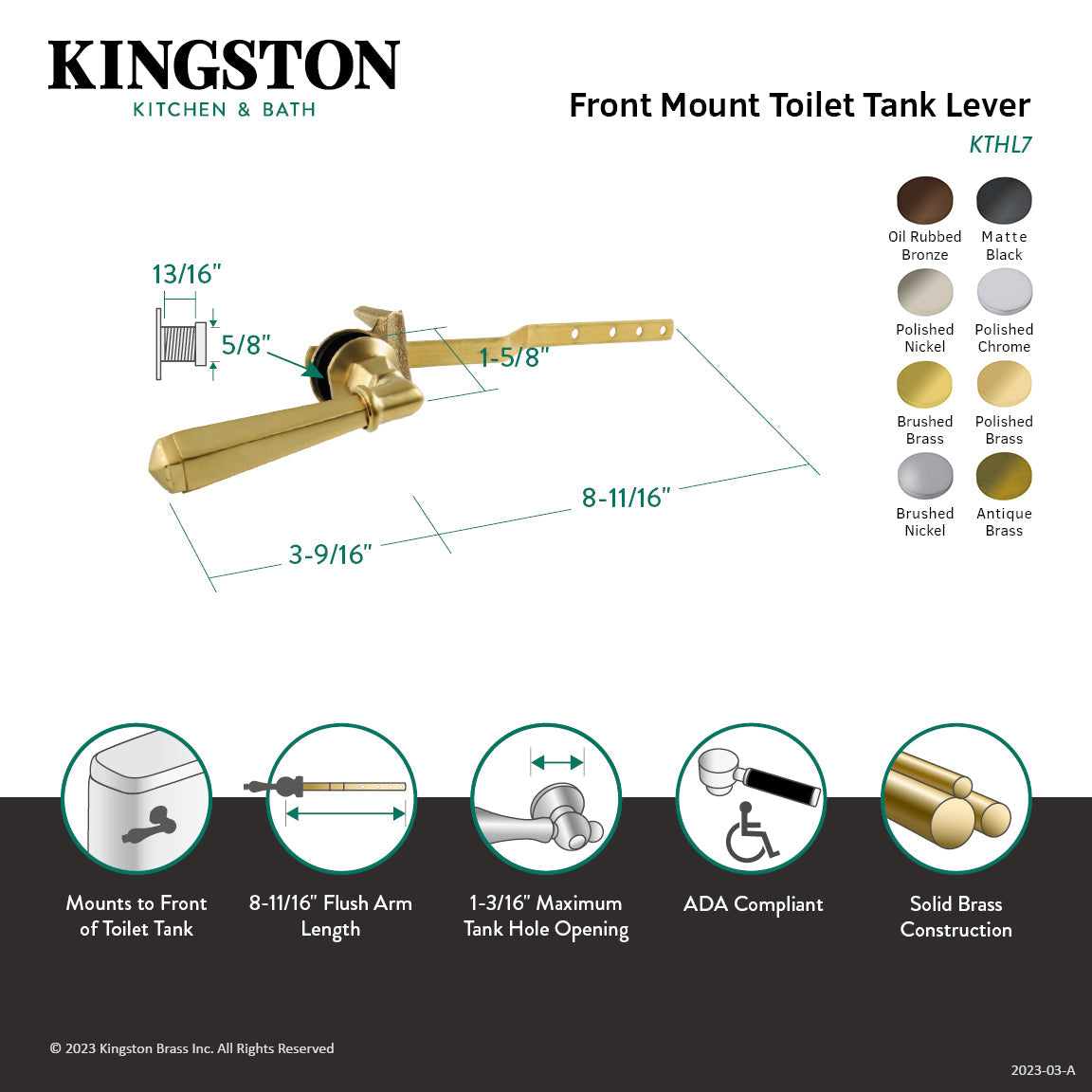 Metropolitan KTHL5 Front Mount Toilet Tank Lever, Oil Rubbed Bronze