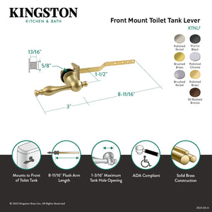 Naples KTNL8 Front Mount Toilet Tank Lever, Brushed Nickel