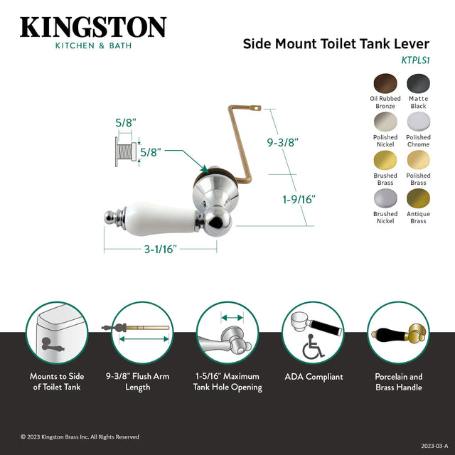 Victorian KTPLS7 Side Mount Toilet Tank Lever, Brushed Brass