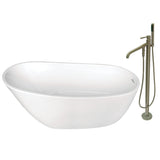 Aqua Eden KTRS592928A8 59-Inch Acrylic Single Slipper Freestanding Tub Combo with Faucet and Drain, White/Brushed Nickel