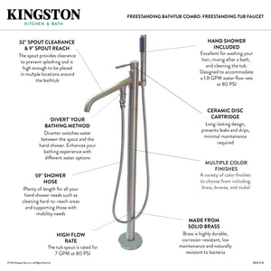 Aqua Eden KTRS723432A1 71-Inch Acrylic Single Slipper Freestanding Tub Combo with Faucet and Drain, White/Polished Chrome