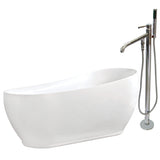 Aqua Eden KTRS723432A1 71-Inch Acrylic Single Slipper Freestanding Tub Combo with Faucet and Drain, White/Polished Chrome