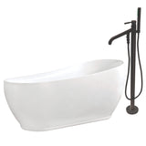 Aqua Eden KTRS723432A5 71-Inch Acrylic Single Slipper Freestanding Tub Combo with Faucet and Drain, White/Oil Rubbed Bronze